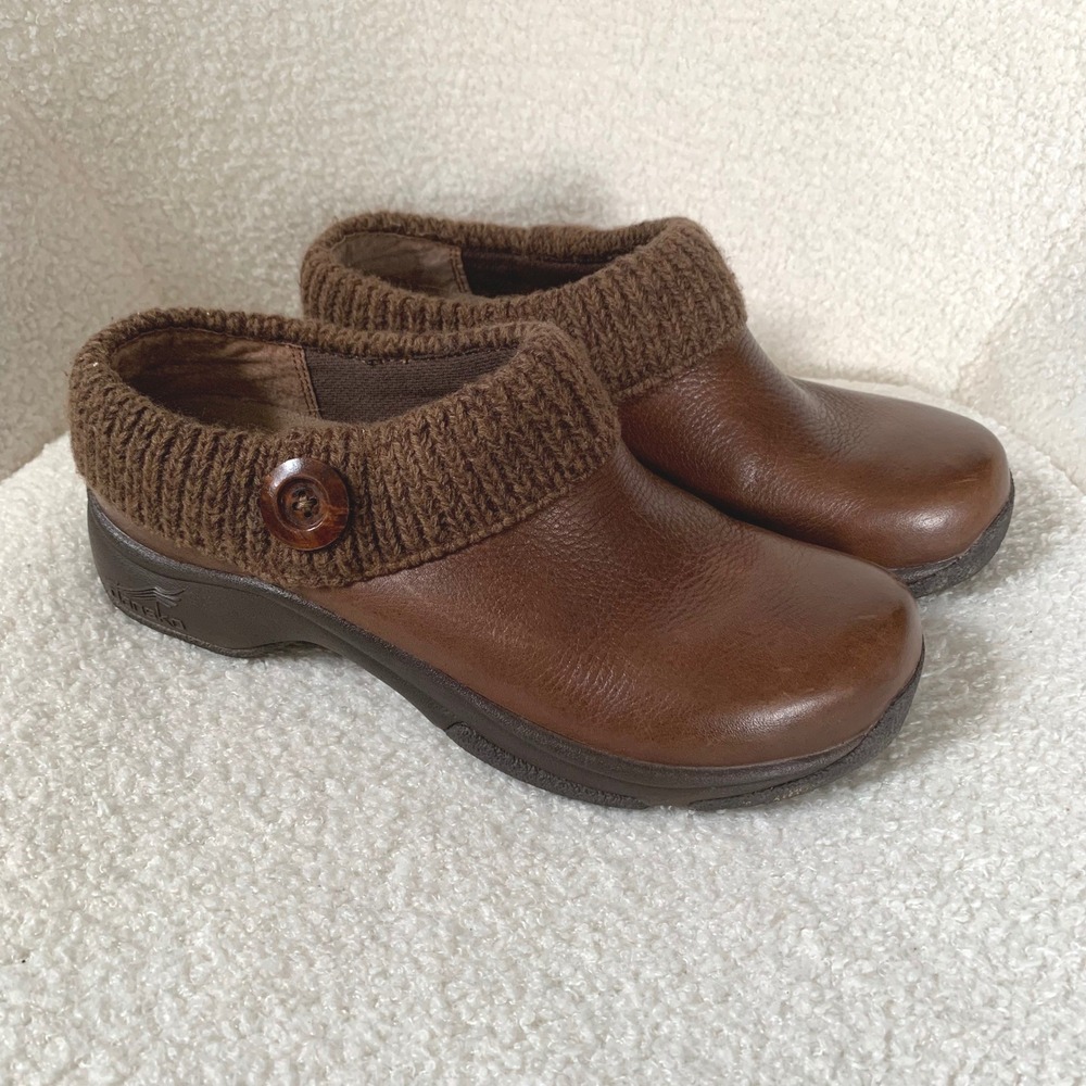 Dansko Kenzie Brown Leather Clog Size 39 (US 8) Slip On Shoes